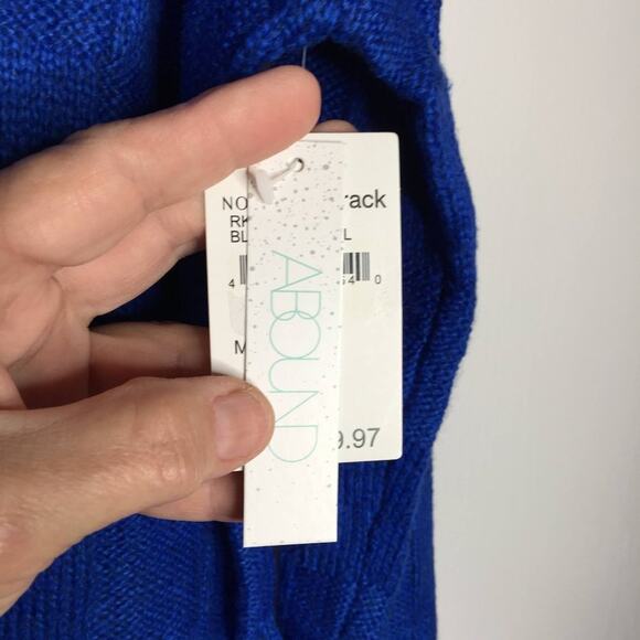 Abound Pullover Sweater Basket Stitch Knit Long Sleeve Blue Nautical Medium NEW! - Picture 6 of 8